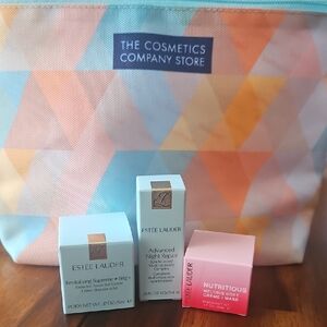 Estee Lauder Pastel Geometric Cosmetic Bag ,Face Creme Mask & Night Repair Creme